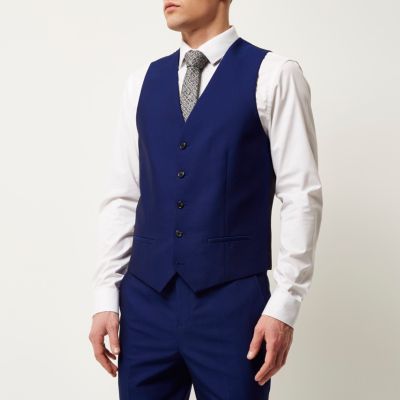 Bright blue suit waistcoat
